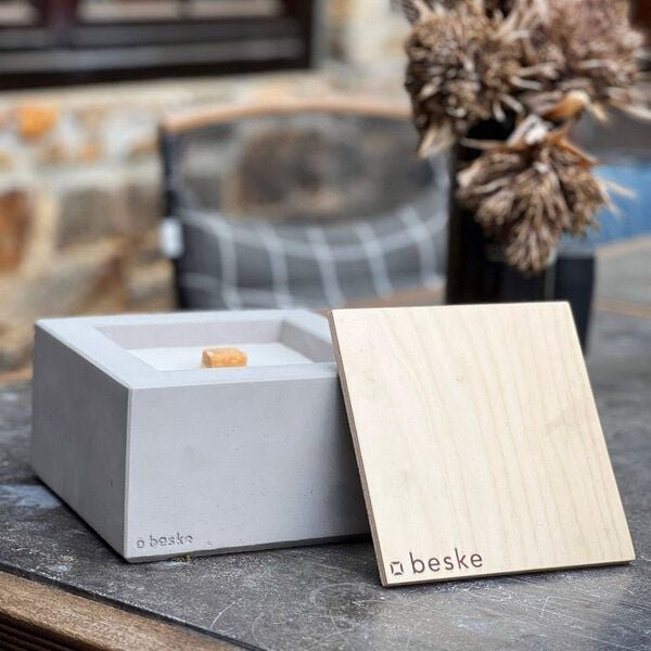 Betonfeuer® Beske-Manufaktur ´Kula´ 20x20x11 Dauerdocht Kerzenwachsrecycling