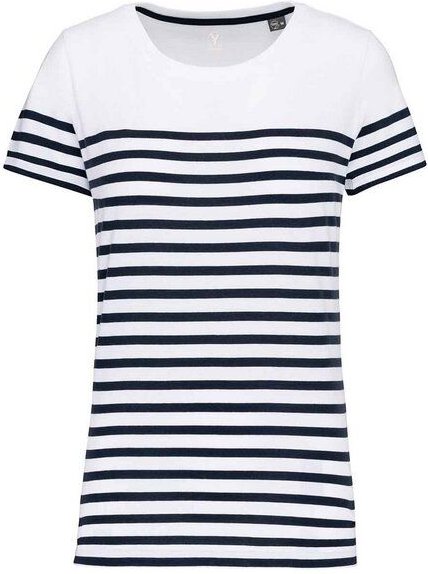 YTWOO Nachhaltiges Damen-T-Shirt mit Rundhalsausschnitt im Marine-Stil