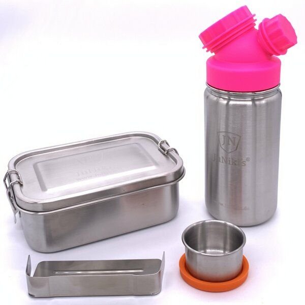 JN JuNiki's Einschulungs-Set: JuNiki´s® Lunchbox + Trinkflasche isoliert 8 Farben
