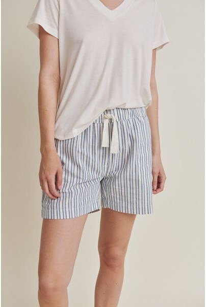 Thumbnail - Basic Apparel Gestreifte Shorts TRUDIE aus Bio-Baumwolle