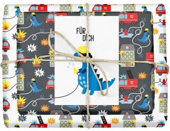 dabelino Kinder Geschenkpapier-Set (4x Bögen + Karte od. Anhänger)