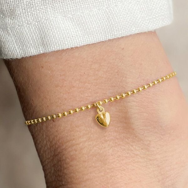 renna deluxe Armband mit Herz Anhänger | Kugel Armband Sterling Silber Gold