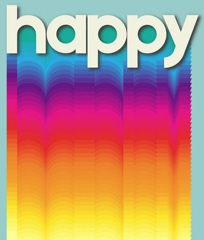 Photocircle Poster / Leinwandbild - HAPPY - retro rainbow typography