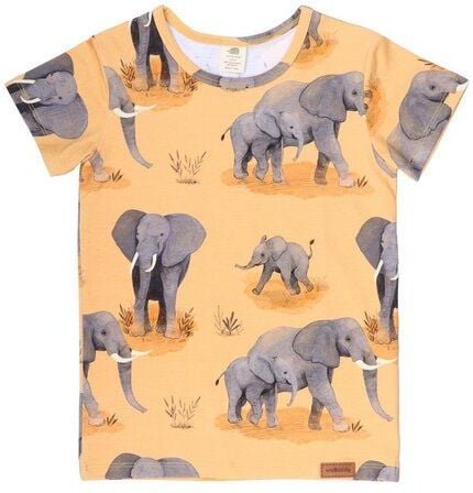Baby T-Shirt Bio-Baumwolle Orange Elephant Family Walkiddy 95% Baumwolle GOTS zertifiziert, nachhaltig & umweltfreundlic...