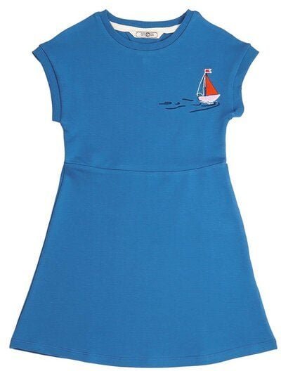 Cotokids Kinder Kleid GOTS-zertifiziert aus Bio-Baumwolle, blau mit Segelboot-Motiv – Walkiddy, leicht, weich, nachhalti...