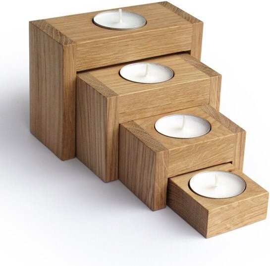 Adventsleuchter FOUR STEPS Eichenholz (side by side)