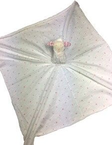 Pat und Patty Personalisertes Schmusetuch/ Schnuffeltuch, Greifling "Schaf",SCT-46, Farbe: weiss/rosa, 100% Baumwolle-kb...