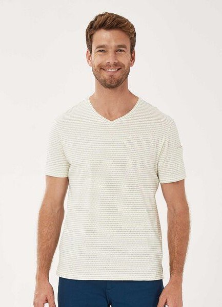 ORGANICATION Gestreiftes T-Shirt aus Bio-Baumwolle mit Ärmeltasche