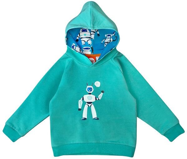 Curious Stories Hoodie für Kinder aus Bio-Baumwolle "Robot"