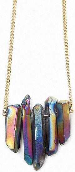 Crystal and Sage Regenbogenquarz Collier mit vergoldeter Panzerkette