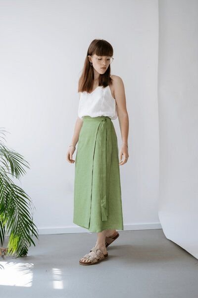gust. Leinen-Wickelrock - Linen Wrap Skirt - 100% Bio-Leinen