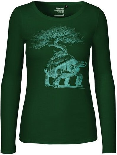 HANDGEDRUCKT "Lange Reise" Frauen Longsleeve aus reiner Biobaumwolle (kbA)