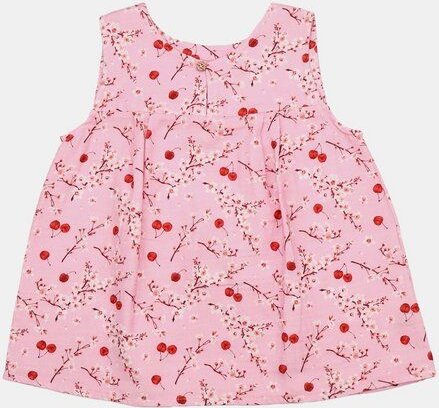 Kleinkinder Blusentop Rosa mit Kirschen- und Blütenprint aus Bio-Baumwolle – Walkiddy