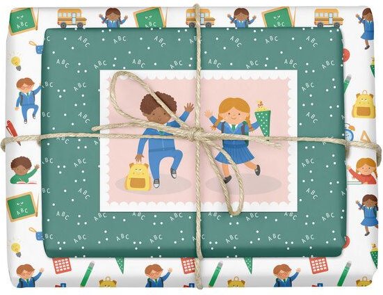 dabelino Kinder Geschenkpapier-Set (4x Bögen + Karte od. Anhänger)