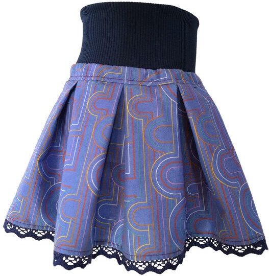 liebewicht Faltenrock Drehrock blau gemustert für Mädchen aus Biobaumwolle