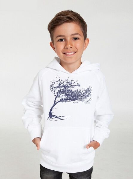 Thumbnail - Peaces.bio - handbedruckte Biomode Bio-Kinder-Kapuzen-Sweatshirt "Windy Tree"