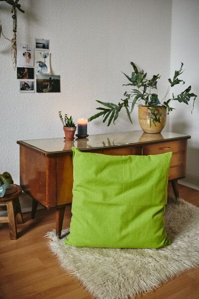 HängemattenGlück Sofakissen / Kopfkissen aus reiner Bio Baumwolle (Bezug und Füllung) 60x60cm Grüntöne