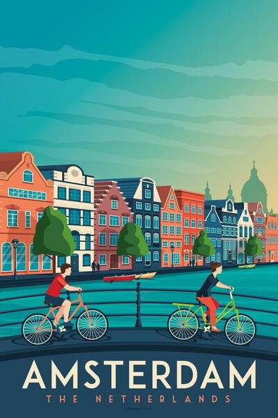 Photocircle Poster / Leinwandbild - Amsterdam Vintage Travel Wandbild