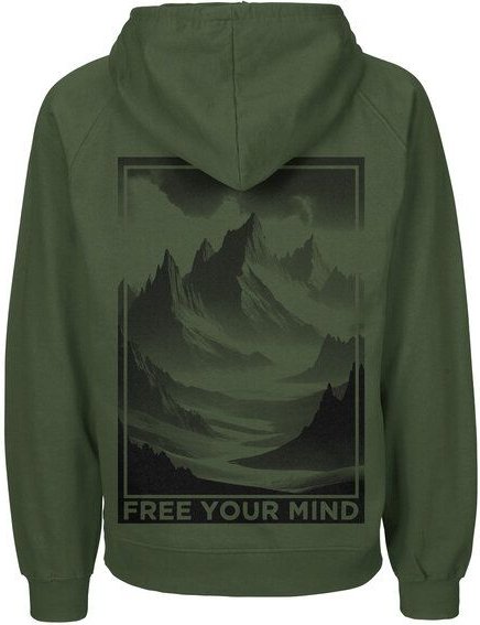 HANDGEDRUCKT "Free Your Mind" Männer Hoody aus reiner Biobaumwolle (kbA)