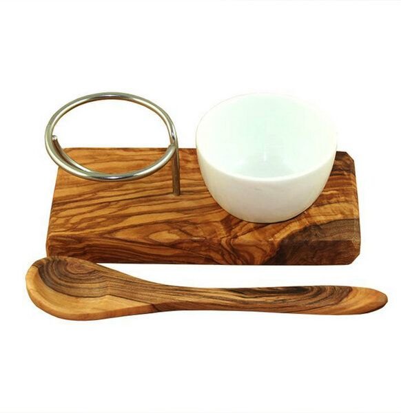 Mitienda Shop Eierbecher mit Eierlöffer aus Olivenholz, Set