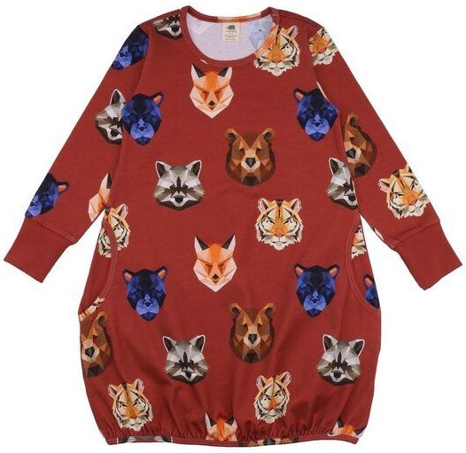Baby Kleid GOTS zertifiziert, 95% Bio-Baumwolle, Ballonärmel, Tiermuster, weich & bequem – Walkiddy