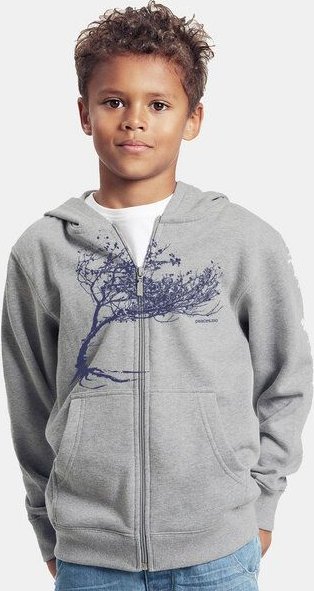 Peaces.bio - handbedruckte Biomode Kinder Zip-Hoodie Windy Tree