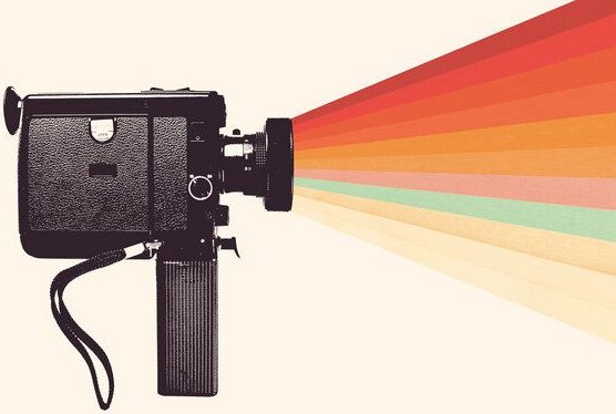 Photocircle Poster / Leinwandbild - Movie Camera Rainbow