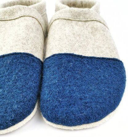 Süßstoff Hausschuhe aus Wollfilz mit pflanzlich gegerbter Ledersohle für Erwachsene