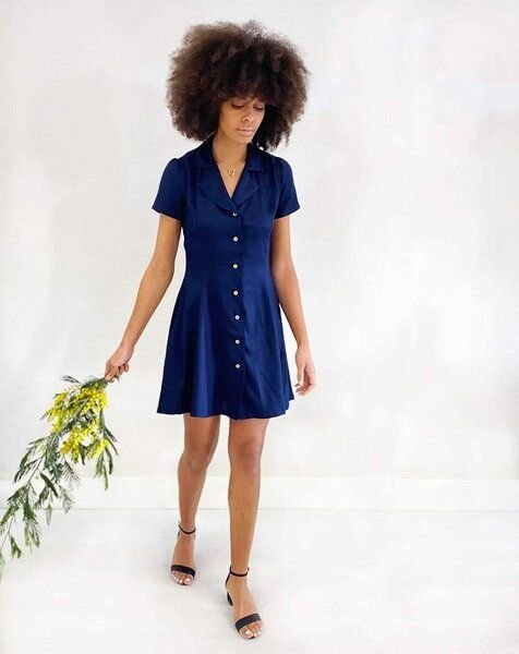 Aatise Hemdblusenkleid kurz, durchgeknöpft Zirno, 100% EcoVero , kurzarm