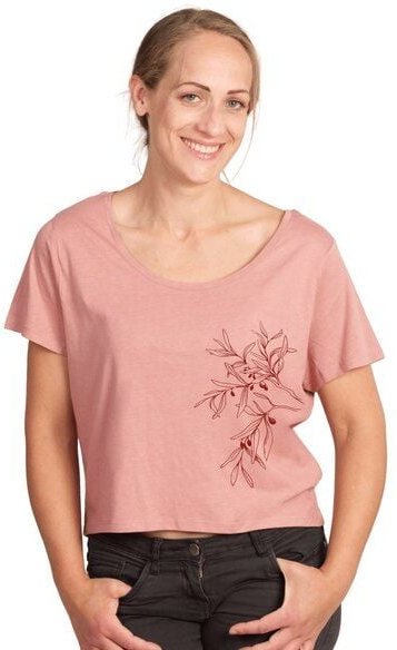Life-Tree Ecovero Shirt für Damen "Olive Branch" in Fern Green/Dusty Pink
