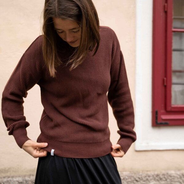 Vresh Clothing Alva - Strickpullover mit Stehkragen aus Biobaumwolle
