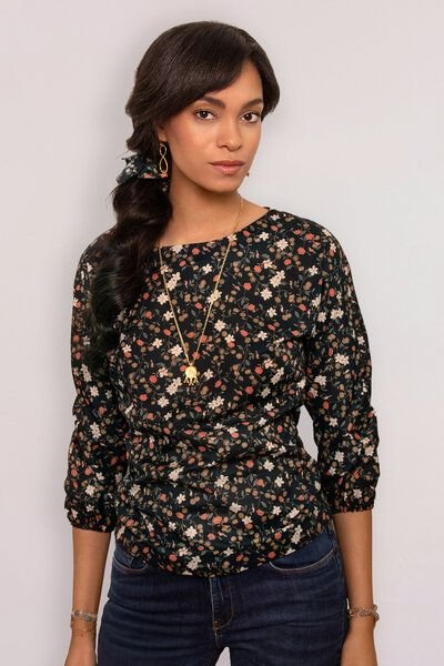 l'amour est bleu Bedruckte Bluse aus Bio-Baumwolle