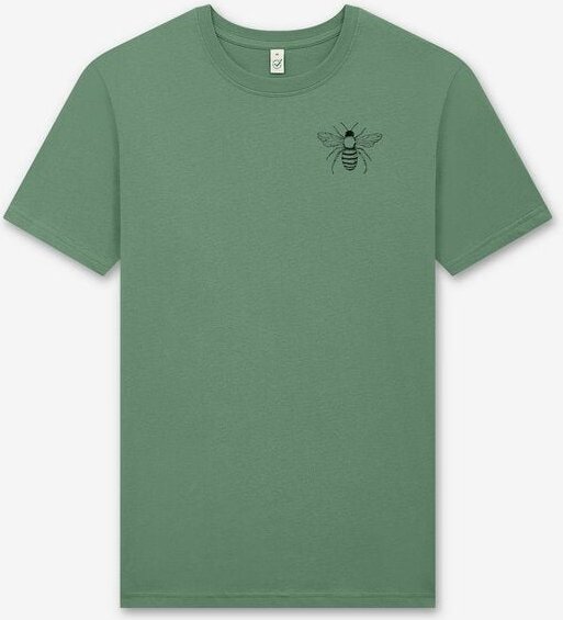 ilovemixtapes Biene Siebdruck Unisex T-Shirt Sage Green, stone washed