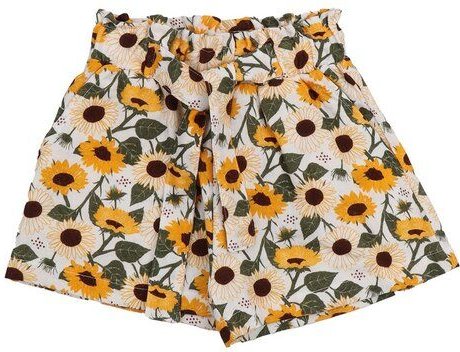 Kinder Shorts GOTS-zertifiziert aus Bio-Baumwolle, Sonnenblumen-Print, leicht & sommerlich, elastischer Bund – Walkiddy