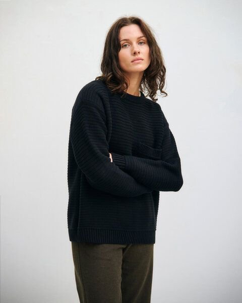 Rotholz Gerippter Strickpullover Bio Baumwolle