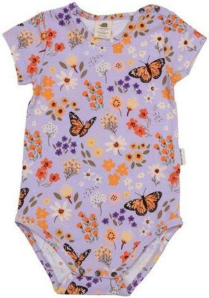 Baby Kurzarmbody GOTS zertifiziert Bio-Baumwolle Blumen- & Schmetterling-Print Druckknöpfe weich – Walkiddy