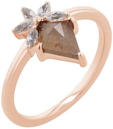 Thumbnail - Eppi Ring mit einem Salt and Pepper Diamanten und weißen Moissaniten Leony