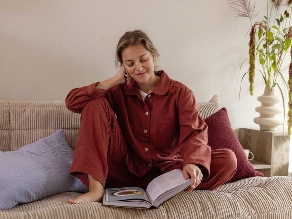 Yumeko Pyjamaoberteil Damen Velvet Flanell