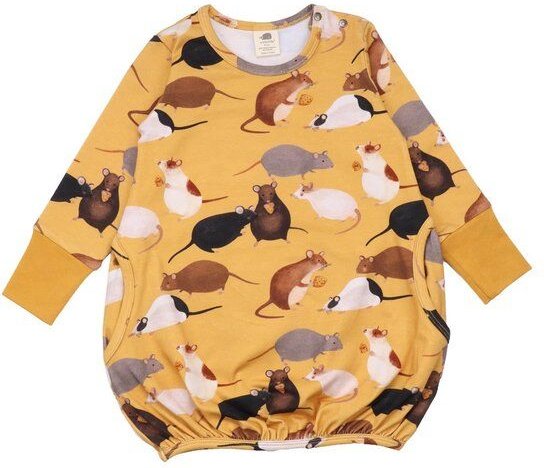 Baby Kleid Gelb „Playful Mouses“ aus GOTS-zertifizierter Bio-Baumwolle – Walkiddy