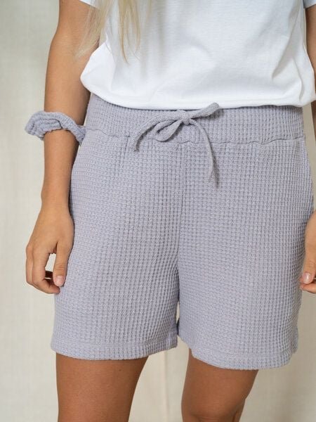 FUXBAU Frauen Waffelstrick Shorts