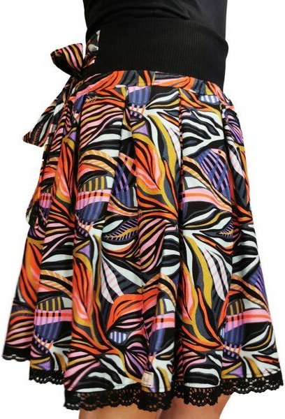 liebewicht Faltenrock Rock schwarz bunt gemustert aus Biobaumwolle Modal Damen