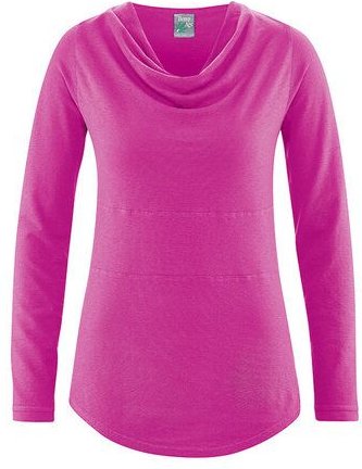 HempAge Damen Langarmshirt mit Wasserfallkragen Hanf/Biobaumwolle