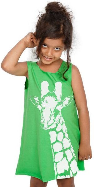 HANDGEDRUCKT "Stefanie la Girafe" Kinder Biokleidchen