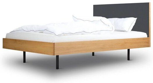 BARTMANN Unidorm Classic - Holzbett aus Eiche mit Kopfteil aus Linoleum