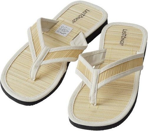 Les Tôngs Juncus-V Natur - Offene & vegane Zimtsandalen mit Zimtsohle Flip Flops