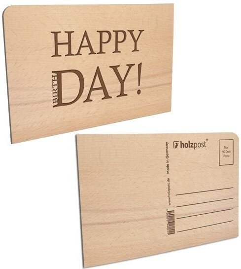 holzpost Postkarte aus Holz "HAPPY DAY"