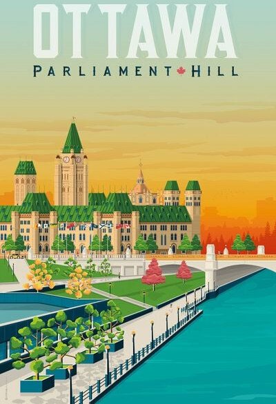 Photocircle Poster / Leinwandbild - Parliament Hill Ottawa Vintage Travel Wandbild