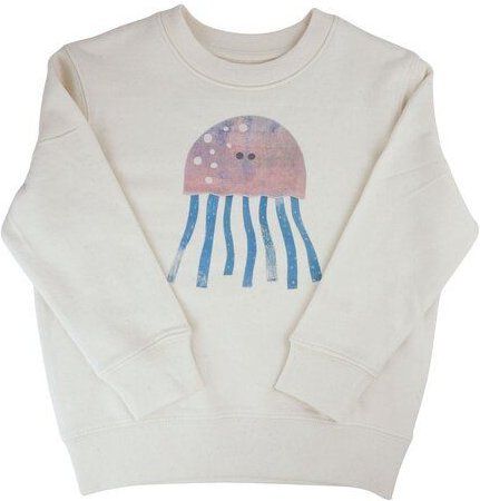 Meladi Kinder Sweater aus Biobaumwolle - Qualle auf Natural White