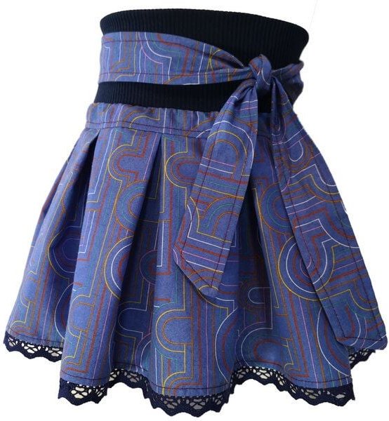 liebewicht Faltenrock Drehrock blau gemustert für Mädchen aus Biobaumwolle