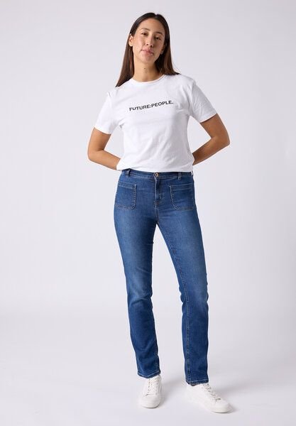 FUTURE:PEOPLE. 05:05 STRAIGHT FIT POCKET - MID WAIST- Damen Jeans aus weichem Stretch-Denim aus Bio-Baumwoll-Mix (30505 ...